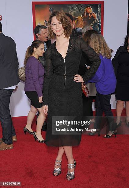 Actress Rebecca Hall arrives at the Los Angeles Premiere of "Iron Man 3" at the El Capitan Theatre on April 24, 2013 in Hollywood, California.
