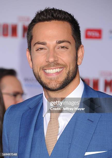 Actor Zachary Levi arrives at the Los Angeles Premiere of "Iron Man 3" at the El Capitan Theatre on April 24, 2013 in Hollywood, California.