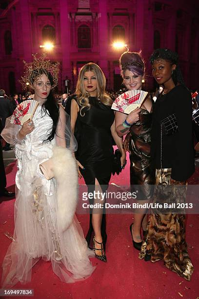 Fergie, Kelly Osbourne and Fatima Robinson attend the 'Life Ball 2013 - Magenta Carpet Arrivals' at City Hall on May 25, 2013 in Vienna, Austria.