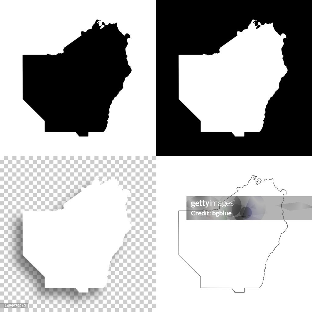Ouachita Parish, Louisiana. Maps for design. Blank, white and black backgrounds