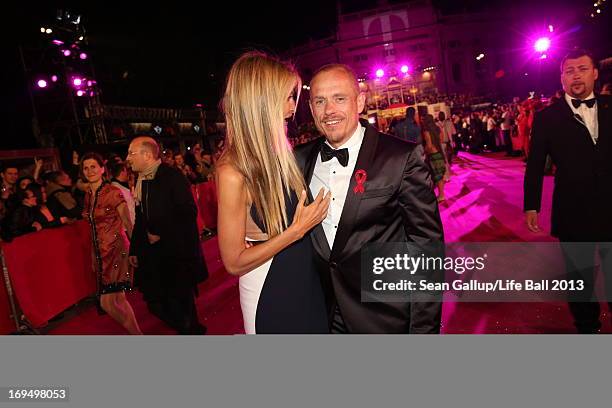 Tereza Maxova and Gery Keszler attend the 'Life Ball 2013 - Magenta Carpet Arrivals' at City Hall on May 25, 2013 in Vienna, Austria.