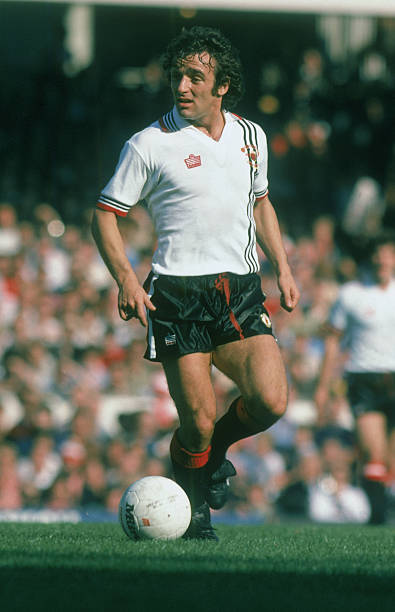 Lou Macari of Manchester United runs with the ball during the League Division One match between Liverpool and Manchester United held on November 8,...