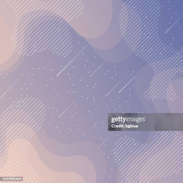 trendy starry sky with fluid and geometric shapes - gray gradient - shooting star stock illustrations