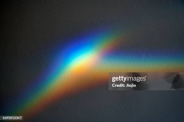 rainbow color sunlight on the wall - rifrazione foto e immagini stock