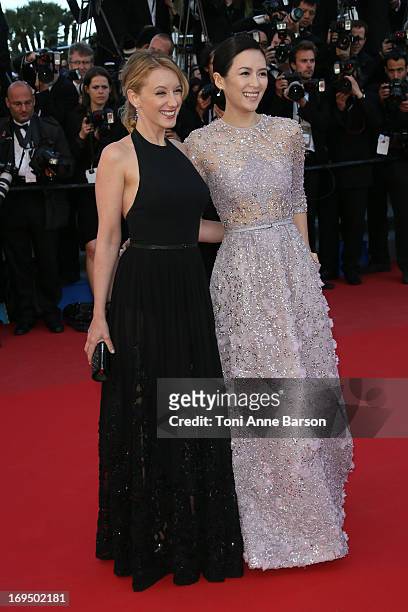 Ludivine Sagnier and Ziyi Zhang attends the Premiere of 'La Venus A La Fourrure' at The 66th Annual Cannes Film Festival on May 25, 2013 in Cannes,...