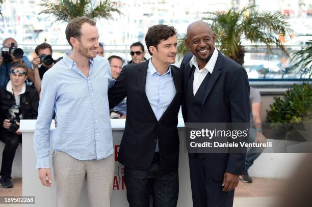 Actors Conrad Kemp, Orlando Bloom and Forest Whitaker attend the photocall for 'Zulu' during the 66th Annual Cannes Film Festival at Palais des...