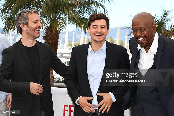 Director Jerome Salle, actors Orlando Bloom and Forest Whitaker attend the 'Zulu' Photocall during the 66th Annual Cannes Film Festival at the Palais...