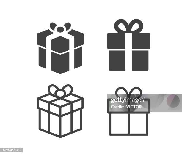 geschenk und überraschung - illustrationssymbole - geschenk stock-grafiken, -clipart, -cartoons und -symbole