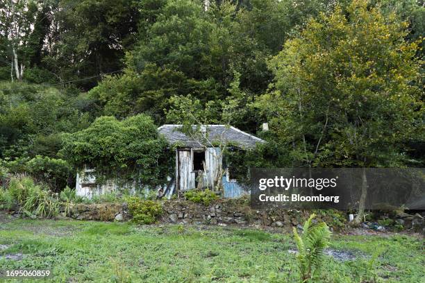 Ramshackle hut in Tayvallich village in Argyll and Bute on the west coast of Scotland, UK, on Tuesday, Sept. 5, 2023. On a remote peninsular of...