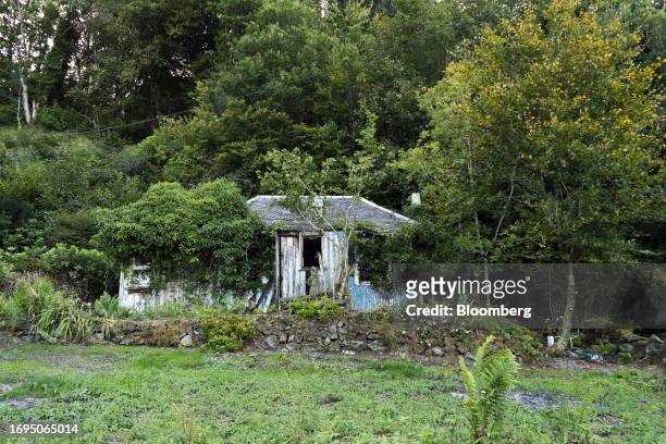 Ramshackle hut in Tayvallich village in Argyll and Bute on the west coast of Scotland, UK, on Tuesday, Sept. 5, 2023. On a remote peninsular of...