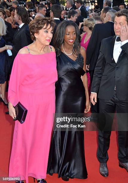 Roselyne Bachelot, Hapsatou Sy and a guest arrive at 'Venus In Fur' Premiere during the 66th Annual Cannes Film Festival at Grand Theatre Lumiere on...