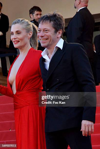 Emmanuelle Seigner and Mathieu Amalric arrives at 'Venus In Fur' Premiere during the 66th Annual Cannes Film Festival at Grand Theatre Lumiere on May...