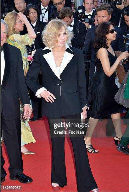 Roman Polanski, Emmanuelle Seigner and Mathieu Amalric arrives at 'Venus In Fur' Premiere during the 66th Annual Cannes Film Festival at Grand...