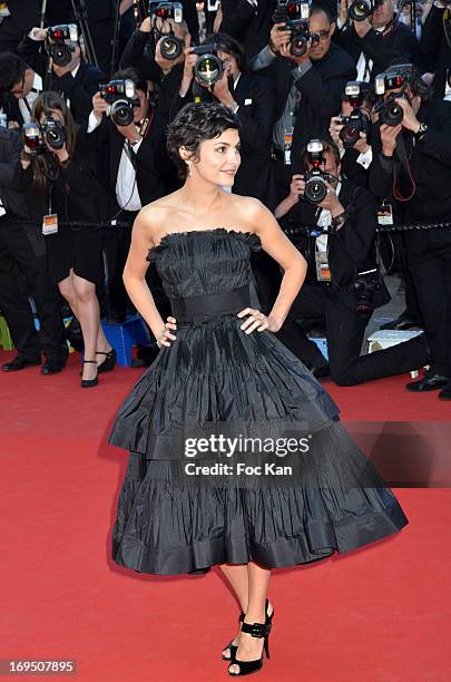 Audrey Tautou arrives at 'Venus In Fur' Premiere during the 66th Annual Cannes Film Festival at Grand Theatre Lumiere on May 25, 2013 in Cannes,...