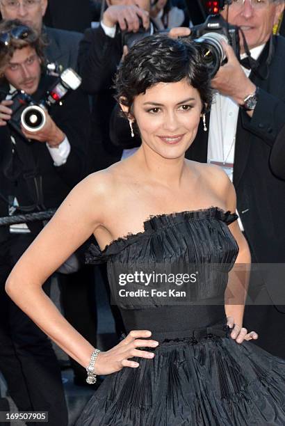 Audrey Tautou arrives at 'Venus In Fur' Premiere during the 66th Annual Cannes Film Festival at Grand Theatre Lumiere on May 25, 2013 in Cannes,...