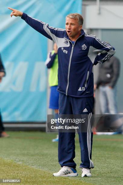 Head coach Dan Petrescu of FC Dynamo Moscow gestures during the Russian Premier League match between FC Dynamo Moscow and FC Volga Nizhny Novgorod at...