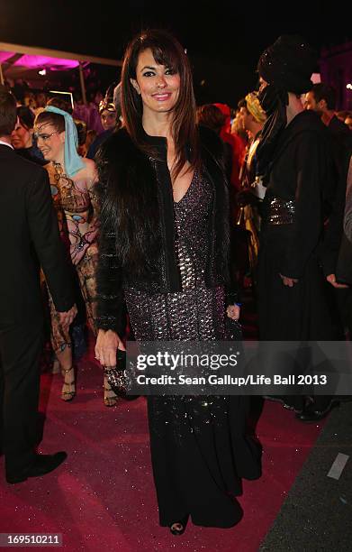 Maria Grazia Cucinotta arrives on the Magenta Carpet at the 2013 Life Ball at City Hall on May 25, 2013 in Vienna, Austria.