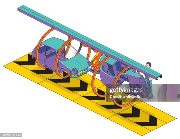 assembly line - car plant stock illustrations
