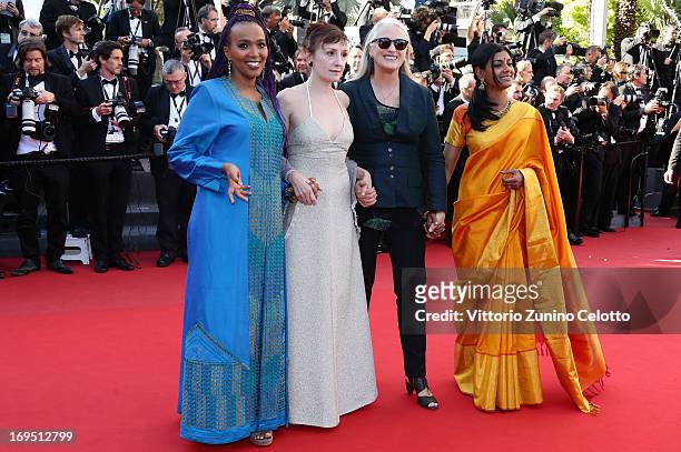 Members of the Cinefondation and short film jury director Maji-da Abdi, actress Nicoletta Braschi, director and jury president Jane Campion and...