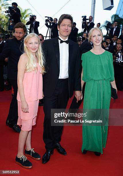 Un Certain Regard' jury member Thomas Vinterberg and his daughters Ida and Nana attend the 'Zulu' Premiere and Closing Ceremony during the 66th...