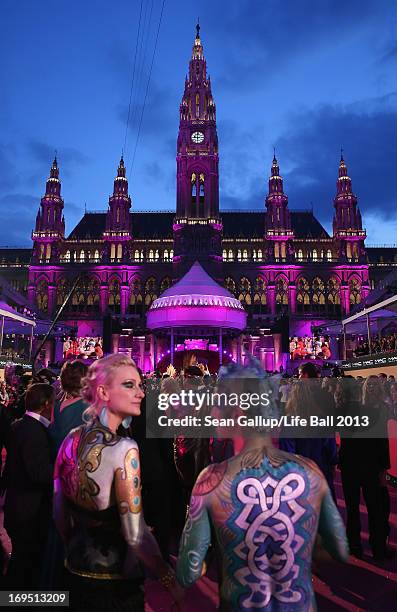 Guests arrive on the Magenta Carpet during the Life Ball 2013 at City Hall on May 25, 2013 in Vienna, Austria.