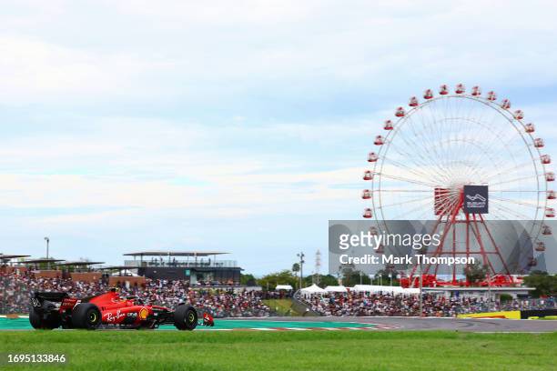 Carlos Sainz of Spain driving the Ferrari SF-23 on track during practice ahead of the F1 Grand Prix of Japan at Suzuka International Racing Course on...