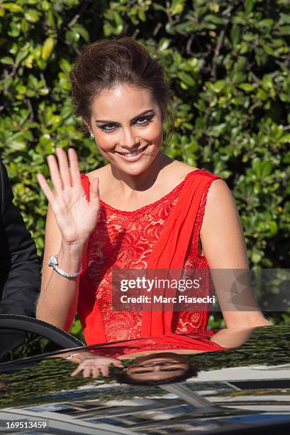 Ximena Navarette is seen leaving the 'Grand Hyatt Cannes hotel Martinez' during the 66th Annual Cannes Film Festival on May 26, 2013 in Cannes,...