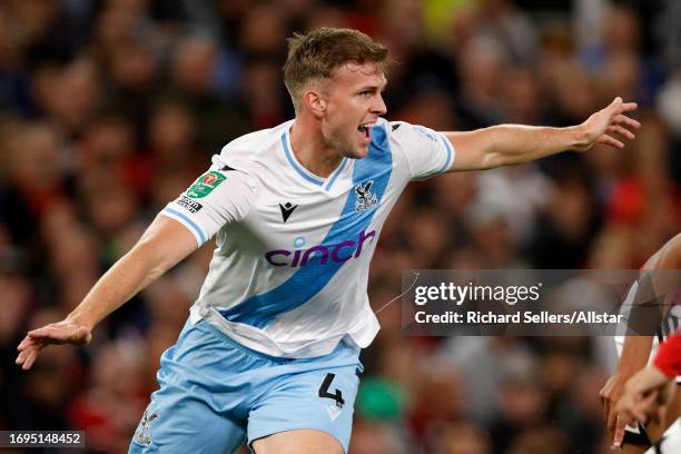 Rob Holding of Crystal Palace running during the Carabao Cup Third Round match between Manchester United and Crystal Palace at Old Trafford on...