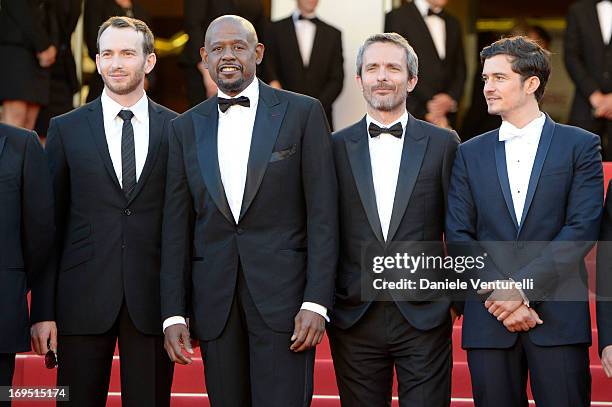Actors Conrad Kemp, Forest Whitaker, director Jerome Salle and actor Orlando Bloom attend the Premiere of 'Zulu' and the Closing Ceremony of The 66th...