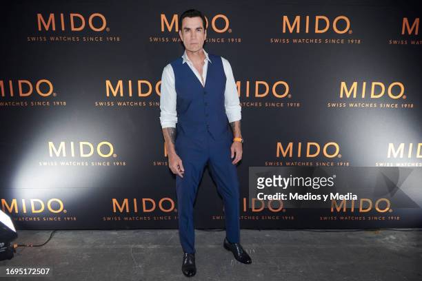 David Zepeda poses for a photo during the red carpet for the presentation of 'Multifort TV Big Date' a new collection by MIDO at Foro Tanganica on...