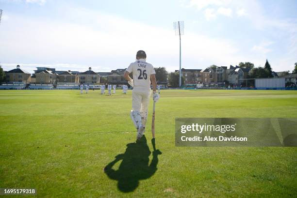 Sir Alastair Cook of Essex walks out to bat during Day Four of the LV= Insurance County Championship Division 1 match between Essex and Hampshire at...