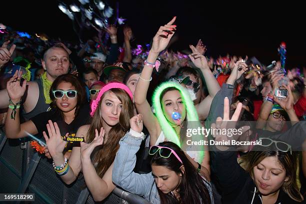 Festival-goers during 2013 Electric Daisy Carnival Chicago at Chicagoland Speedway on May 25, 2013 in Joliet City.