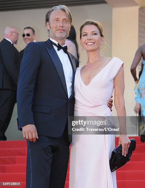 Mads Mikkelsen and Hanne Jacobsen attend the 'Zulu' Premiere and Closing Ceremony during the 66th Annual Cannes Film Festival at the Palais des...