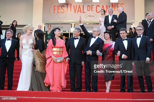 Jury members Daniel Auteuil, Nicole Kidman, Vidya Balan, Naomi Kawase, Ang Lee, President of the Feature Film Jury Steven Spielberg, jury members...