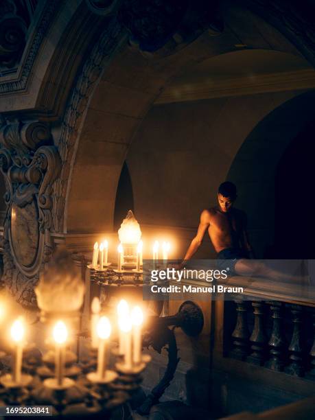 Etoile and French ballet dancer Guillaume Diop poses for a portrait shoot on September 15, 2023 in Paris, France.