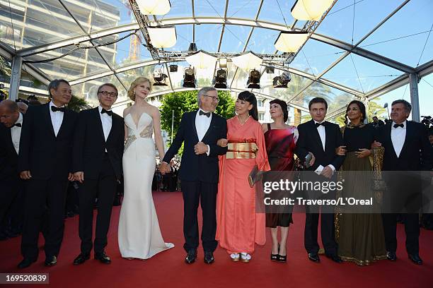 Jury members Ang Lee, Christoph Waltz, Nicole Kidman, Jury President Steven Spielberg and jury members Naomi Kawase, Lynne Ramsay, Cristian Mungiu,...