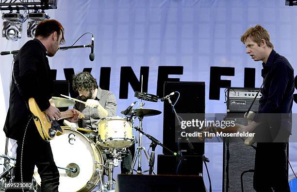 Dan Boeckner and Britt Daniel of Divine Fits perform as part of Day 2 of the Sasquatch! Music Festival at the Gorge Amphitheatre on May 25, 2013 in...