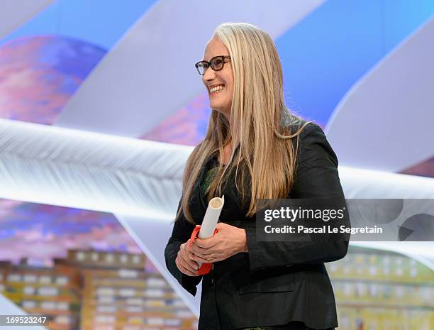 Director Jane Campion, president of the Cinefondation delivers the Palme d'Or for Short Film for the film 'Safe' at the Inside Closing Ceremony...