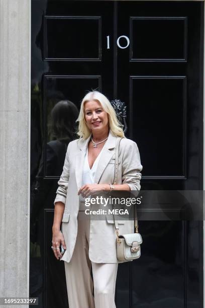Denise Van Outen is seen arriving at Number 10 Downing Street on September 28, 2023 in London, United Kingdom.