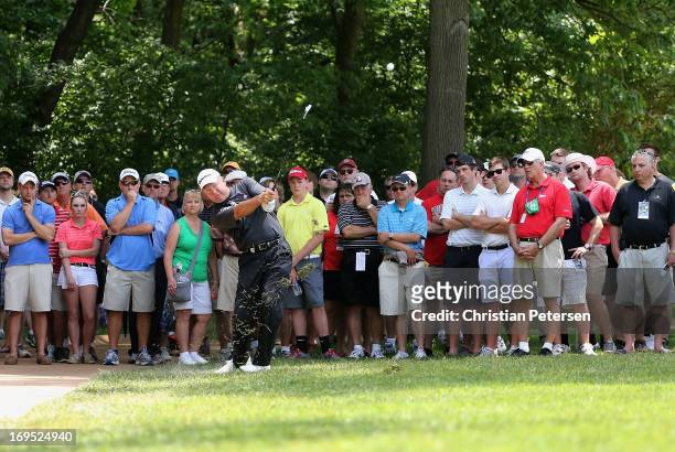 Rod Spittle of Canada plays his second shot on the first hole during the Final Round of the Senior PGA Championship presented by KitchenAid at...