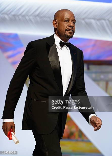 Actor Forest Whitaker of 'Zulu' walks on stage at the Closing Ceremony during the 66th Annual Cannes Film Festival at the Palais des Festivals on May...