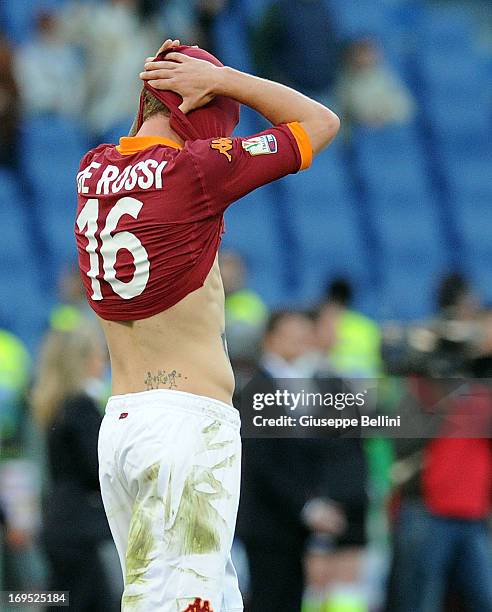 Daniele De Rossi of Roma after the TIM cup final match between AS Roma v SS Lazio at Stadio Olimpico on May 26, 2013 in Rome, Italy.