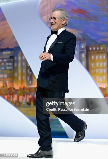 Jury president director Steven Spielberg arrives on stage at the Closing Ceremony of the 66th Annual Cannes Film Festival at the Palais des Festivals...