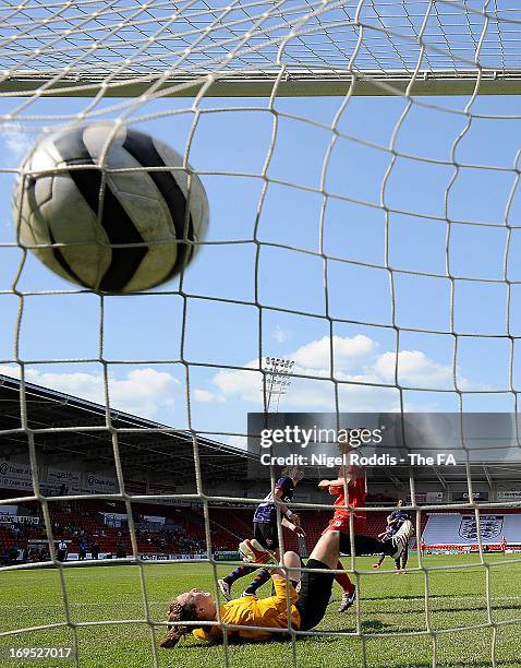 Ellen White of Arsenal scores her team's third goal during the FA Women's Cup Final match between Bristol Academy Women's FC and Arsenal Ladies FC at...