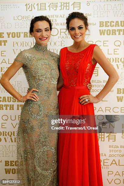 Actress Saadet Aksoy and Ximena Navarrete attend the L'Oreal Cocktail Reception during The 66th Cannes Film Festival on May 26, 2013 in Cannes,...