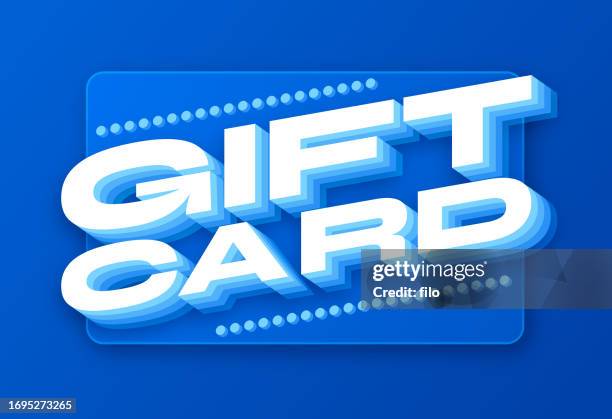 ilustraciones, imágenes clip art, dibujos animados e iconos de stock de diseño de tarjeta de regalo 3d azul - tarjeta de regalo