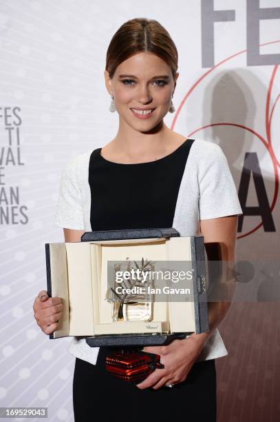 Actress Lea Seydoux, winner of the 'Palme d'Or' for 'La Vie D'adele', attends the Palme D'Or Winners dinner during The 66th Annual Cannes Film...