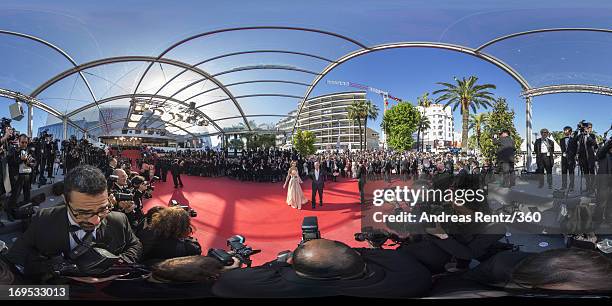 French actor Alain Delon and Marine Lorphelin attend the 'Zulu' Premiere and Closing Ceremony during the 66th Annual Cannes Film Festival at the...