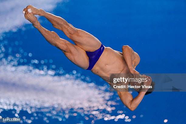 Yahel Castillo from Mexico during the Men's 3 meters Springboard Finals of the FINA MIDEA Diving World Series 2013 at Pan American Aquatic Center on...