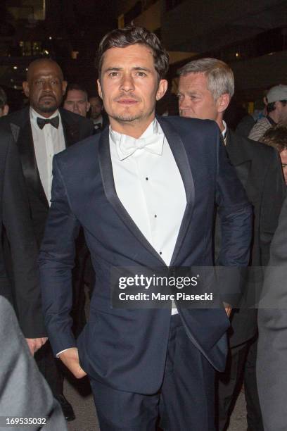 Actors Forest Whitaker and Orlando Bloom are seen leaving the 'Palais des Festivals' during the 66th Annual Cannes Film Festival on May 26, 2013 in...